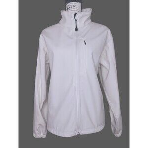 Vtg Woolrich Ivory Soft Shell Jacket 2XL Fleece Lined Waterproof Windbreaker